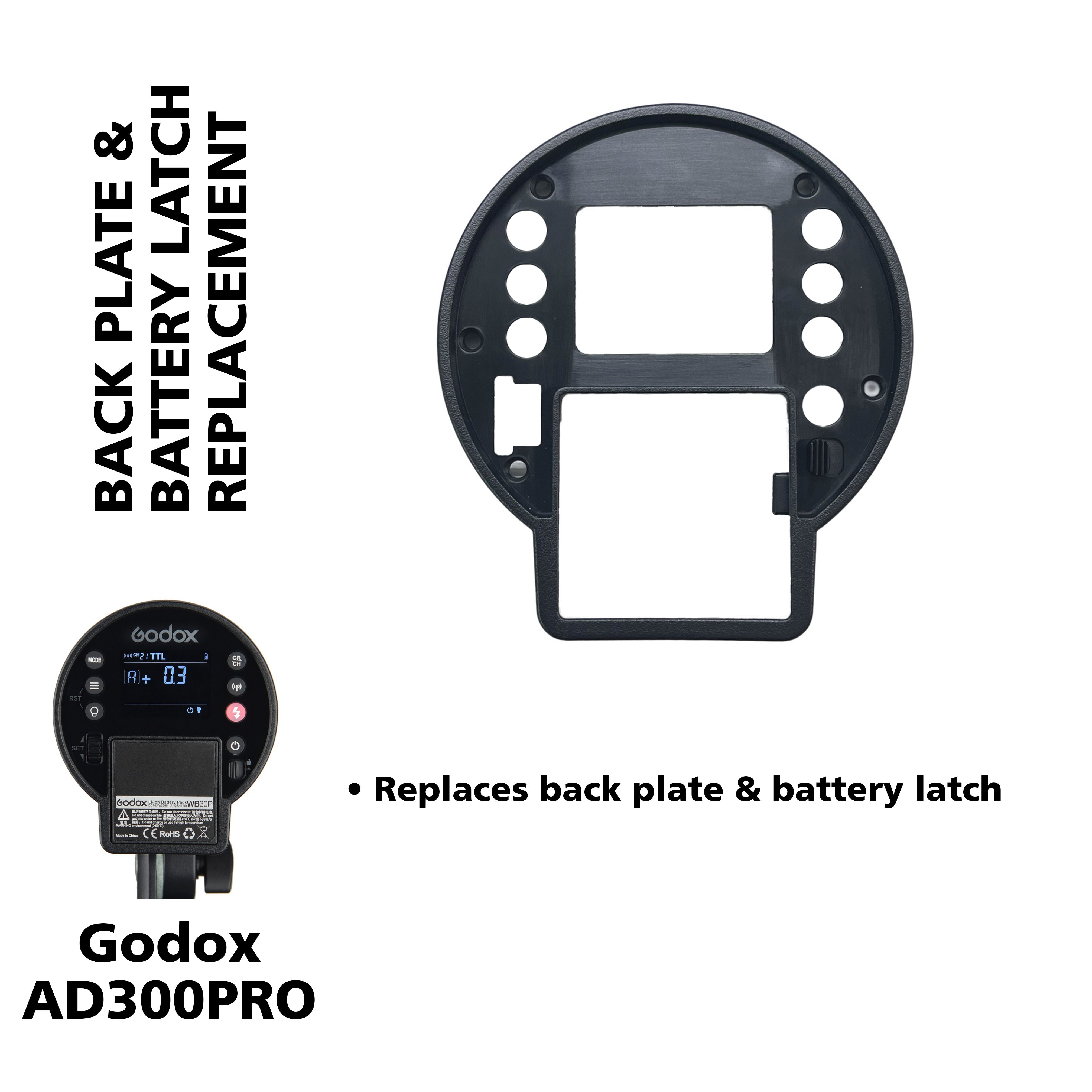 AD300Pro Back Plate & Battery Latch Replacement - Compatible with AD300Pro Camera - Durable Replacement Part for Secure Battery Locking - Perfect for Photography, Videography & Professional Camera Maintenance
