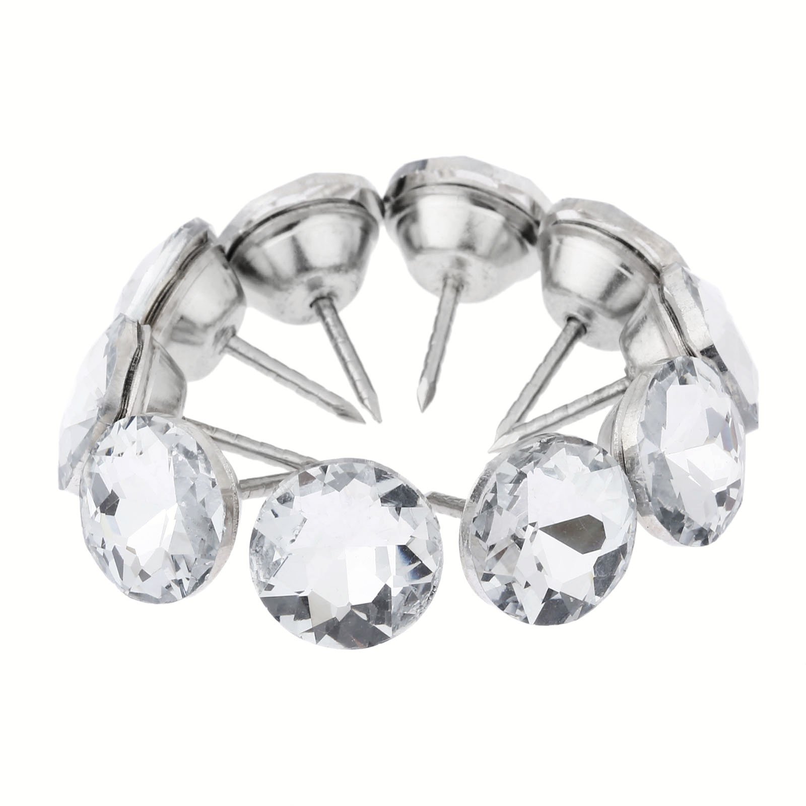 10pcs 16mm Clear Crystal Upholstery Nails - Sofa Tacks, Furniture Buttons for Bedside, Cork Backboard & Wall Decor | DIY Home Crafts & Upholstery Projects