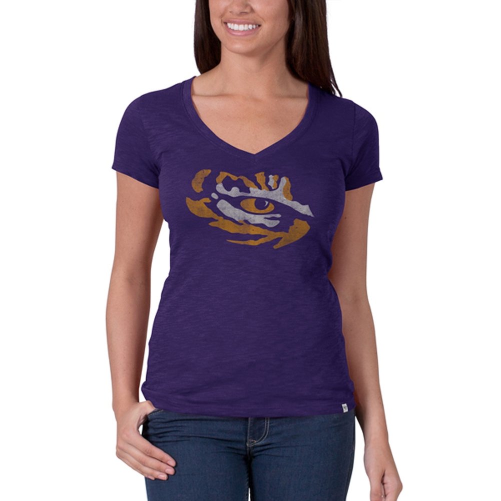 47 Brand NCAA Women's V-Neck Scrum Tee - Comfortable Cotton College Sports Shirt for Game Day & Casual Wear