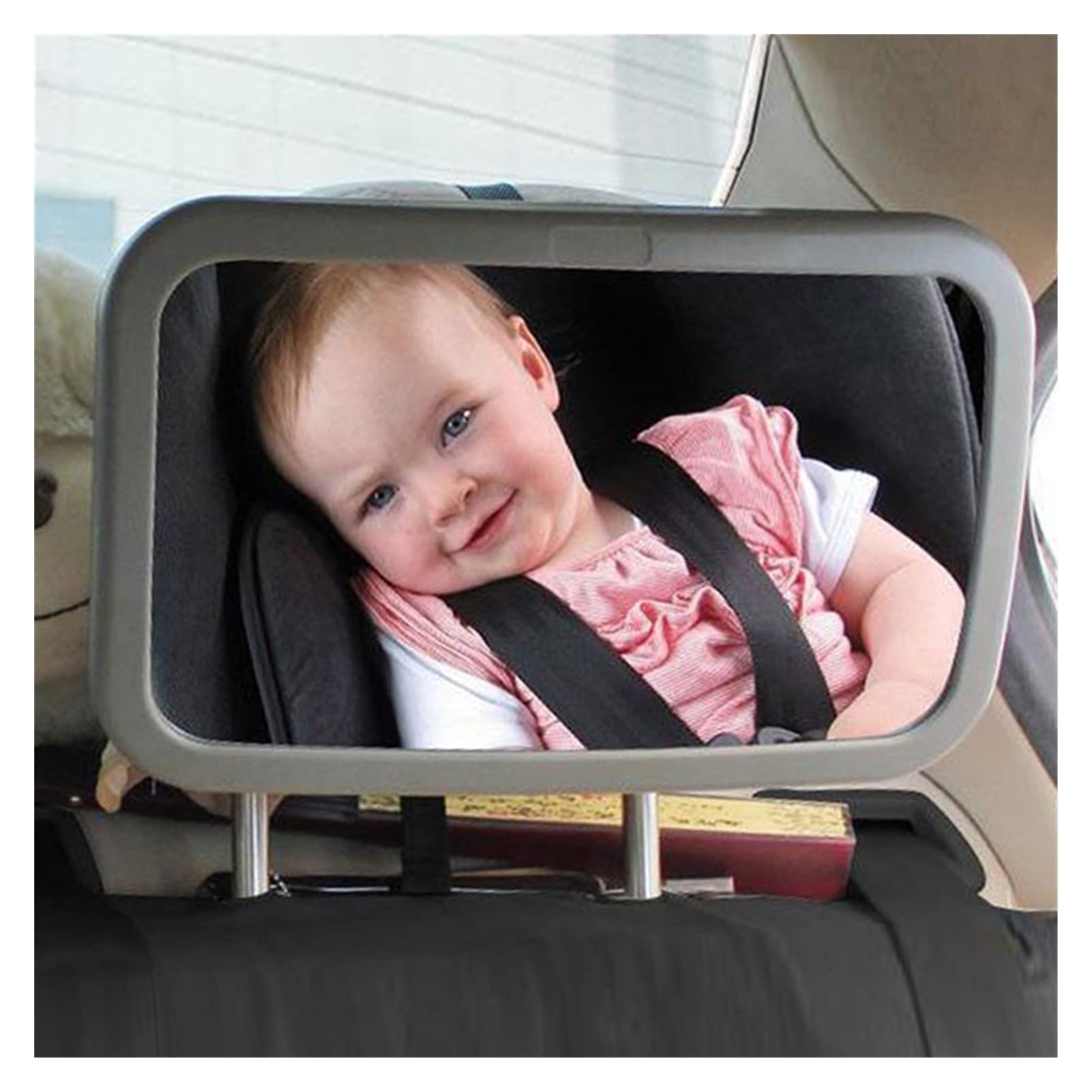 HUACHEN-LS Adjustable Wide Angle Baby Car Mirror - Rear Seat Safety Mirror for Child & Infant - Headrest Mounted Backseat Mirror for Car Interior - Perfect for Monitoring Babies on Road Trips & Daily Commutes