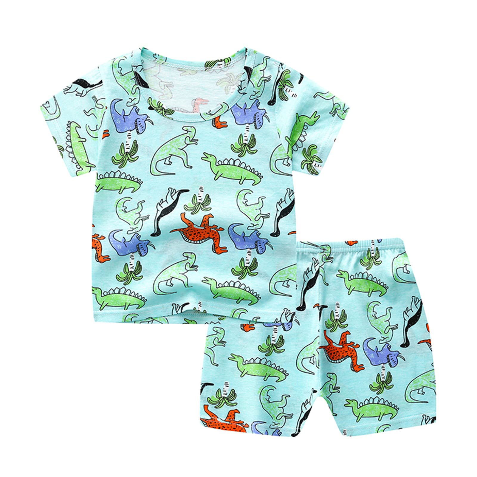 Adorable Baby Boys Clothes Set - Short Sleeve Cartoon T-Shirt & Matching Shorts | Green Outfit for 2-3 Years Old | Perfect for Playtime, Daycare & Summer Adventures