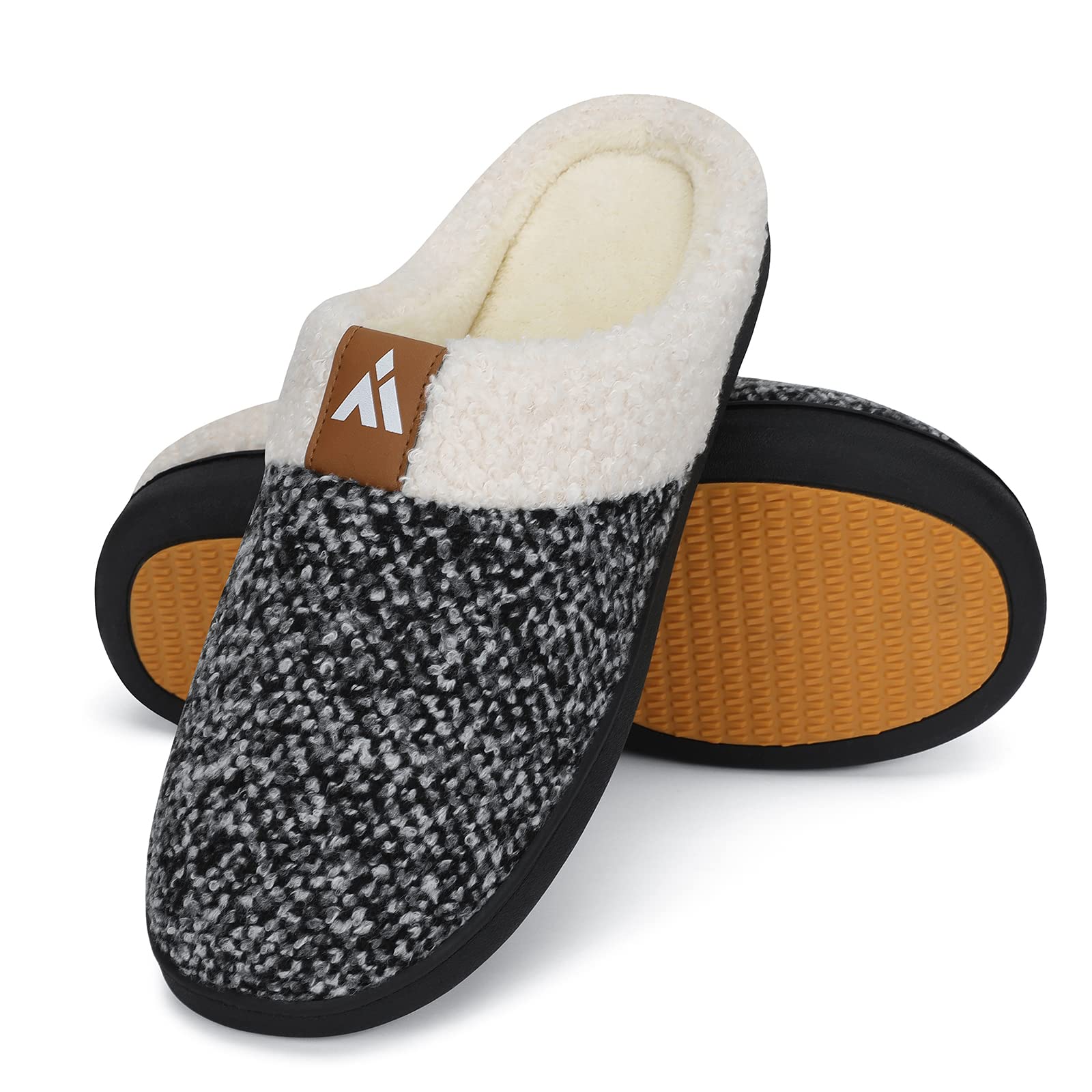 Mishansha Memory Foam House Slippers for Men & Women - Comfortable Indoor/Outdoor Slippers with Non-Slip Rubber Sole - Perfect for Home, Office, and Backyard Use