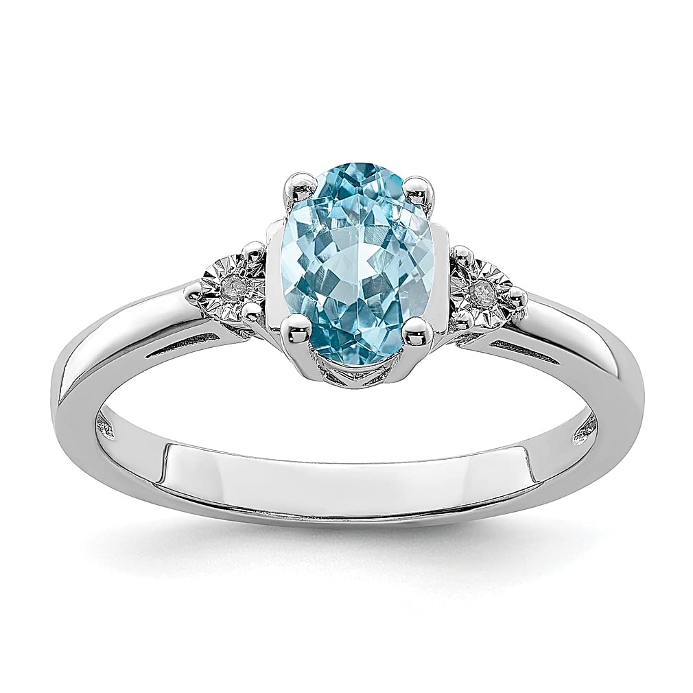 925 Sterling Silver Diamond & Blue Topaz Ring for Women - Elegant Gemstone Fine Jewelry, Perfect Gift for Her - Ideal for Anniversaries, Birthdays & Special Occasions