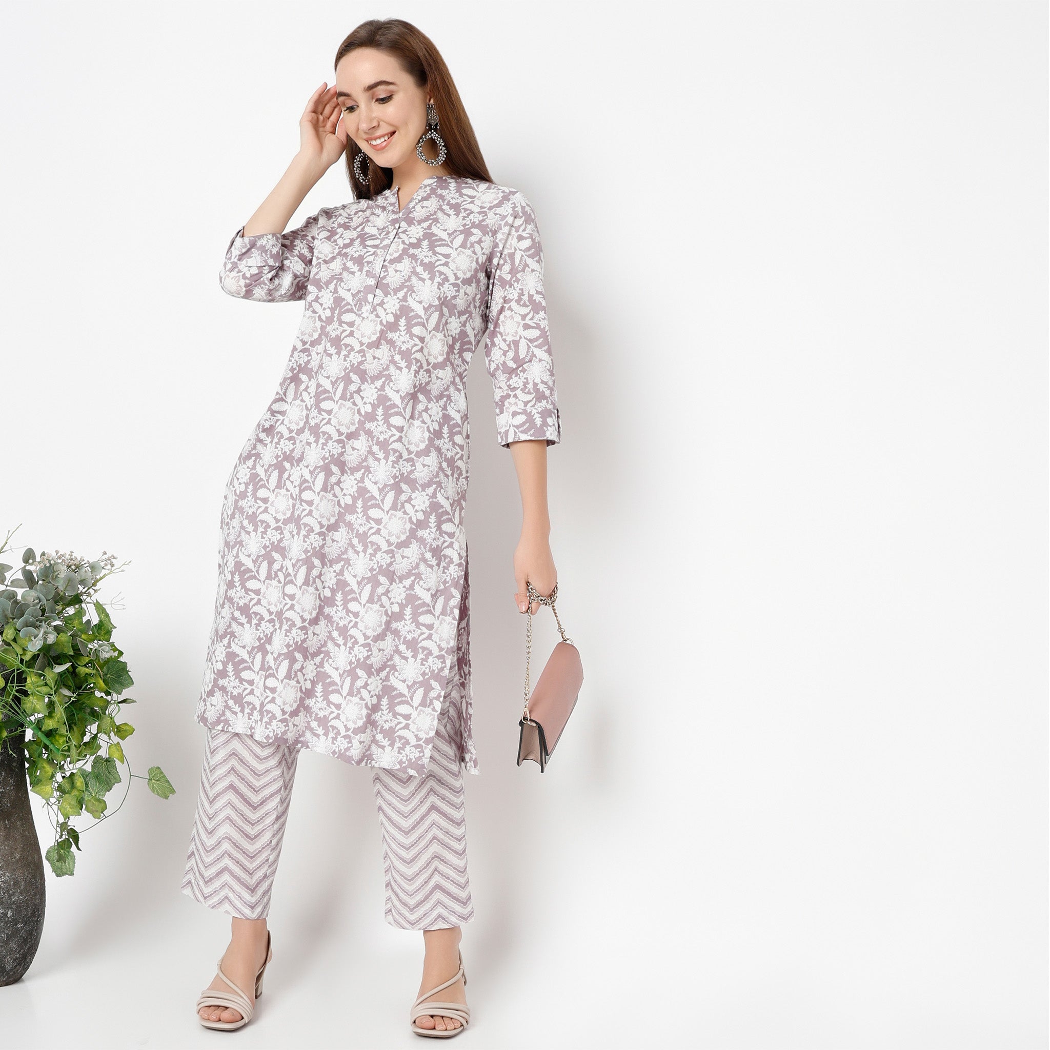 Women's Ankle-Length Straight Fit Printed Pants - Casual Stretch Comfortable Trousers for Work, Travel & Everyday Wear