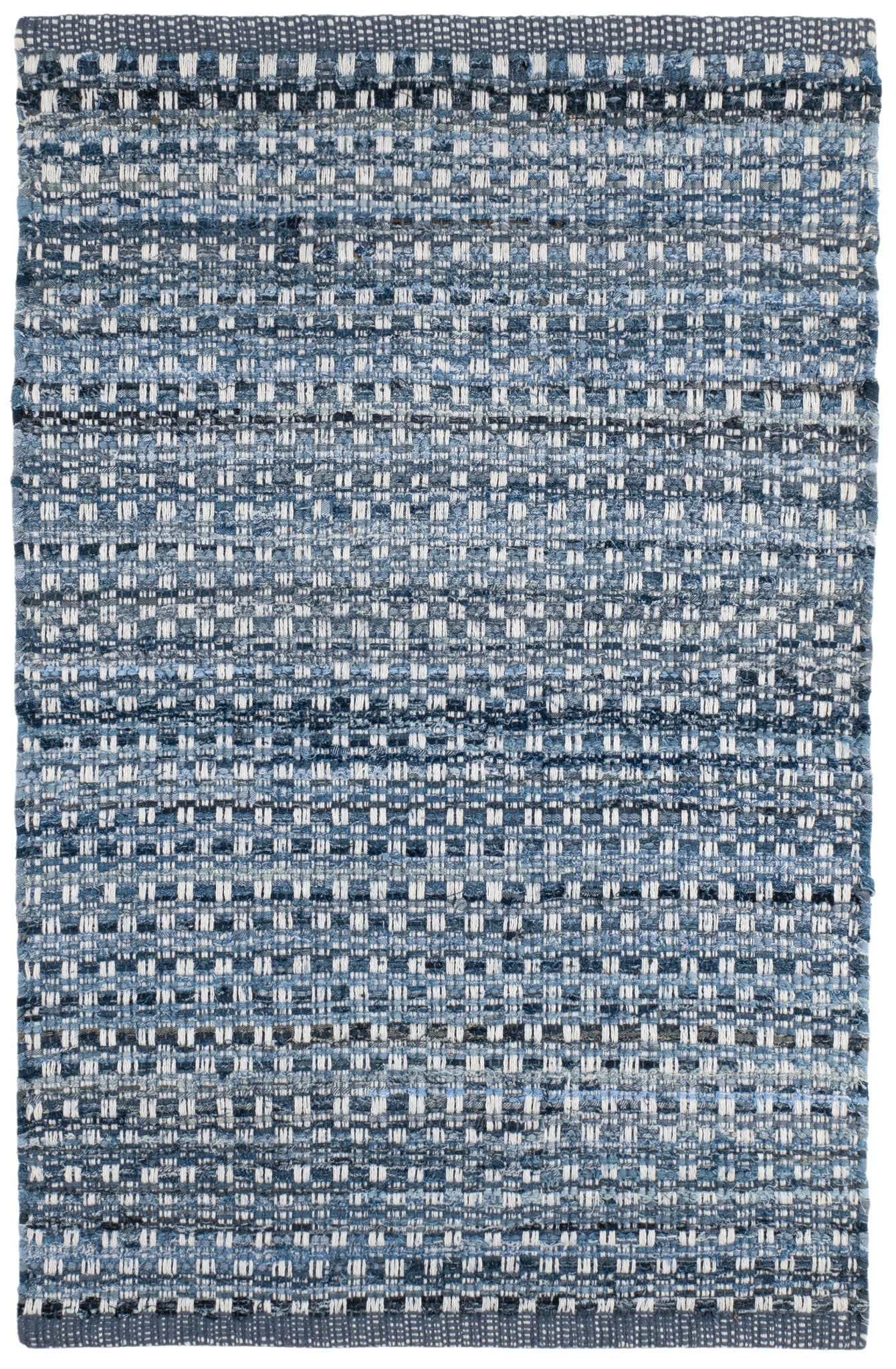 Handwoven Cotton Denim Rug - Blue Stone Wash Style | Perfect for Boho, Farmhouse & Coastal Home Decor
