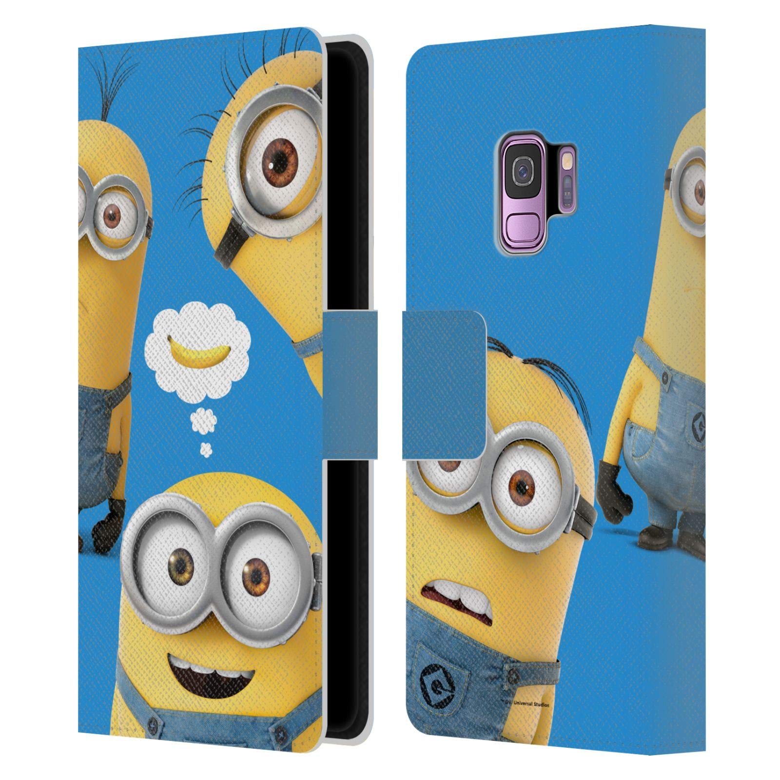 Despicable Me Minions Banana Leather Wallet Case for Samsung Galaxy S9 - Funny Protective Cover with Card Slots for Daily Use & Travel