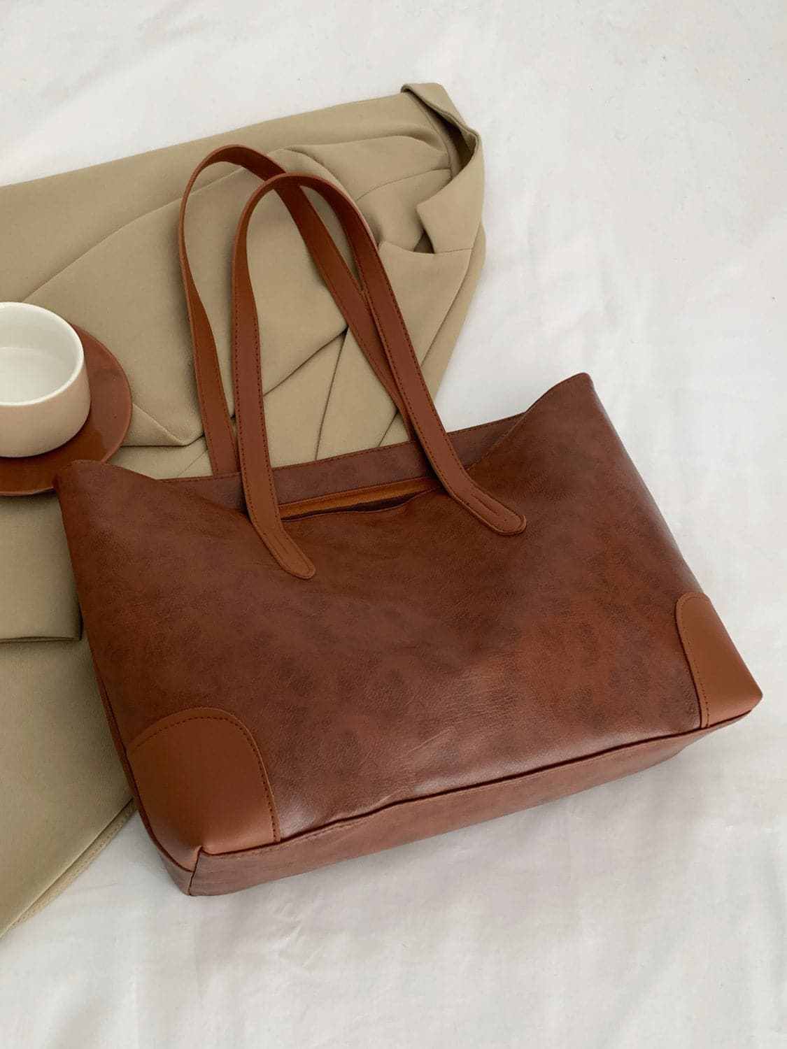 Stylish PU Leather Tote Bag for Women - Medium Size Handbag with Spacious Interior - Perfect for Work, Travel, and Everyday Use