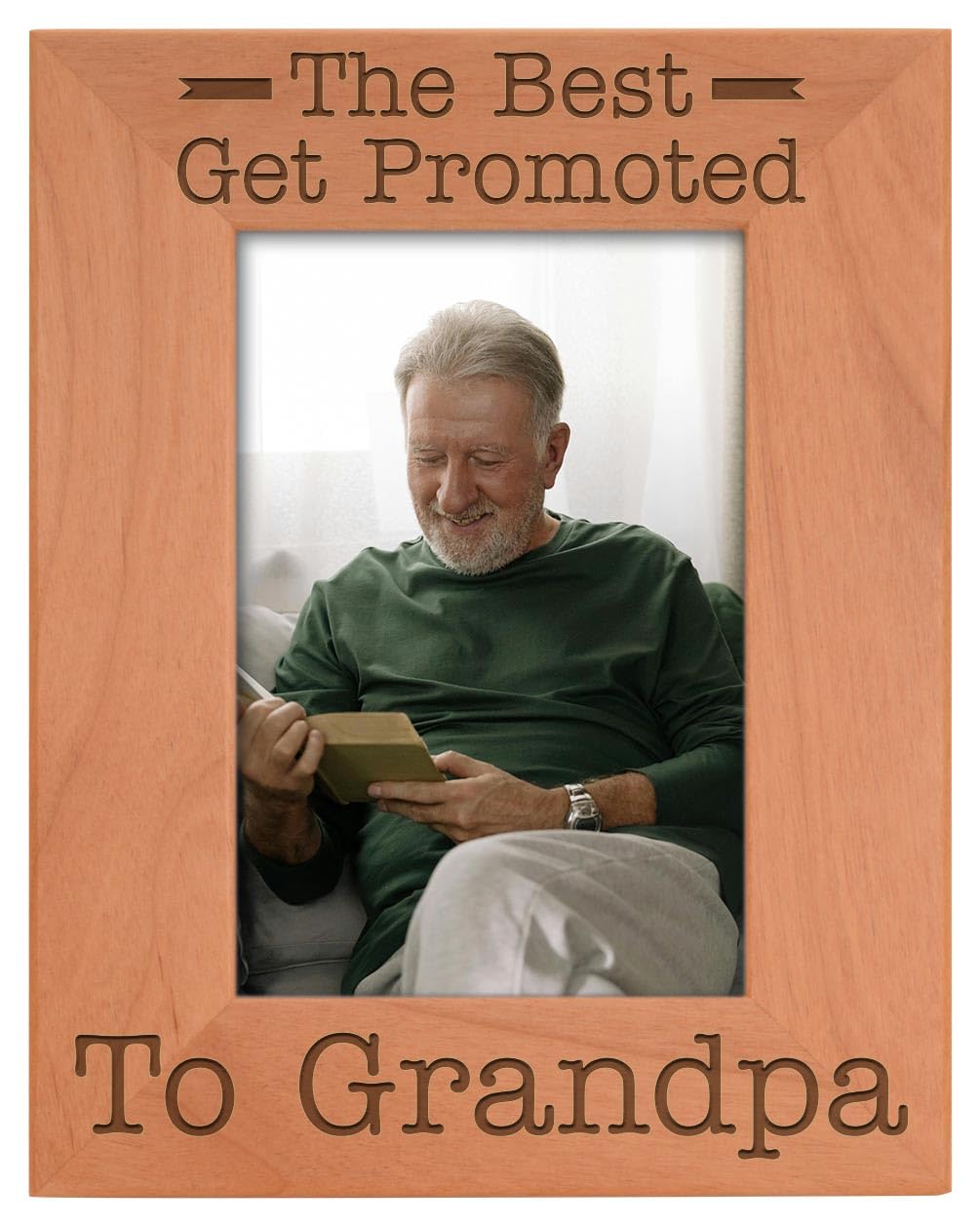 Personalized Natural Wood Engraved 4x6 Picture Frame - Best Gift for New Grandpa, Retirement, Father's Day & Family Photos - Perfect for Home Decor, Office Display & Cherished Memories