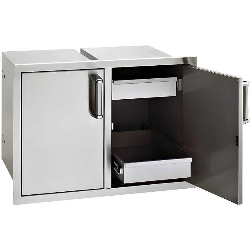 Fire Magic Premium Flush 30-Inch Enclosed Cabinet Storage With Drawers - Model 53930SC 22 | Outdoor Kitchen Organization & BBQ Grill Accessories Storage Solution