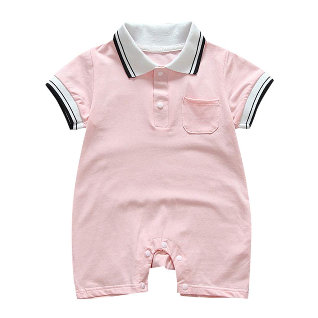 Baby Summer Romper - Short Sleeve Turn-Down Collar Jumpsuit for Toddlers | Playtime & Outings