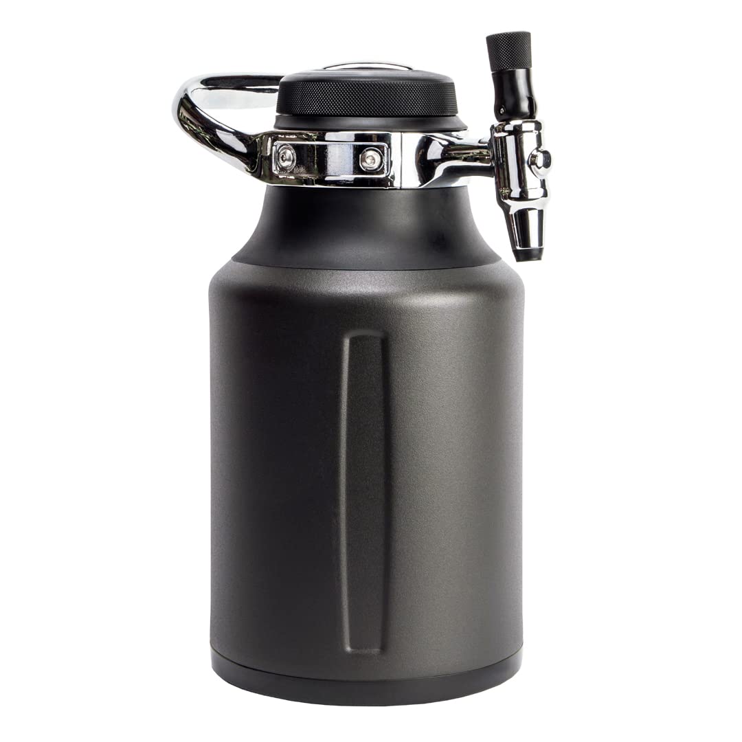 GrowlerWerks uKeg Go 64 oz Carbonated Growler - Portable Beer Dispenser for Craft Beer, Soda, Cider, Kombucha & Cocktails | Insulated Stainless Steel Keg with Pressure Control | Perfect Gift for Beer Lovers, Camping, Parties & Outdoor Adventures (Tungsten)