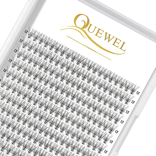 QUEWEL 240Pcs Cluster Lashes - 10D 0.10D 13mm Knot-Free Individual Eyelash Extensions, Soft & Natural DIY False Lashes for Home Use - Perfect for Bridal, Party, and Daily Makeup Looks