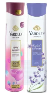 Yardley London Body Spray Set - Spring Blossom & English Lavender Fragrance for Men & Women, 150ml Each (Pack of 2) | Fresh Daily Scent for Work, Gym & Outdoor Activities