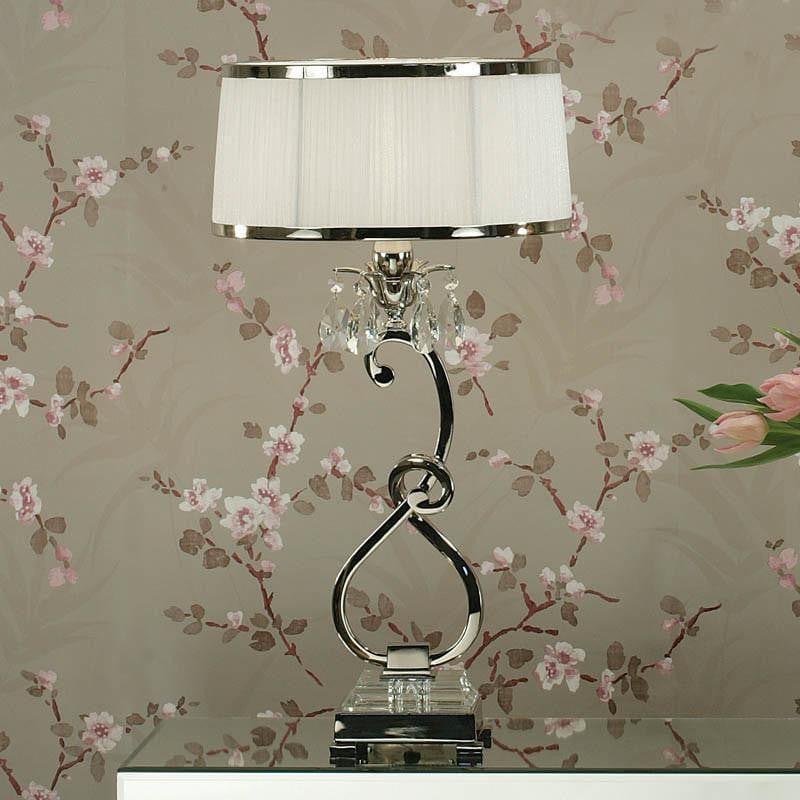 Oksana Polished Nickel Single Table Lamp with White Shade - Modern Bedside & Living Room Lighting for Home Decor