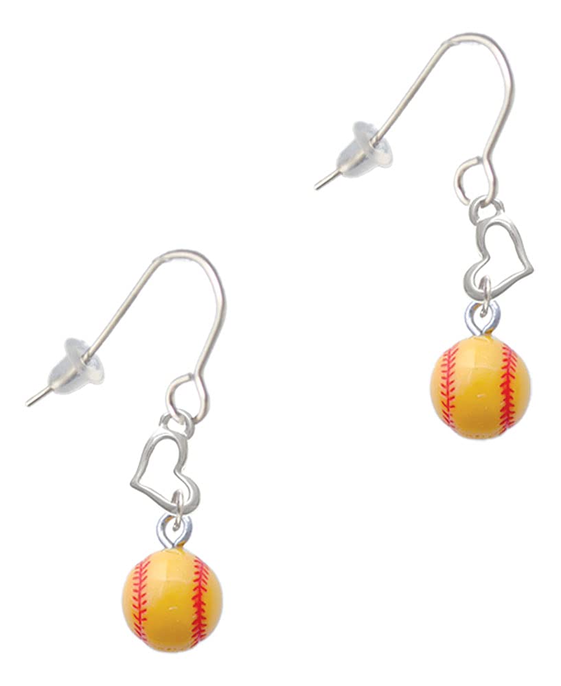 Delight Jewelry Resin Mini Softball Small Heart French Earrings - Dainty Stud Earrings for Women, Cute Gift for Girlfriend, Valentine's Day Present