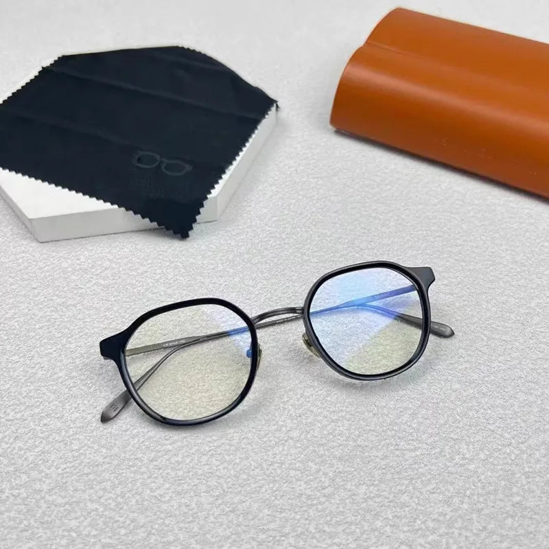 Stylish Aimee Unisex Full Rim Round Titanium Acetate Eyeglasses Frame 2241 - Lightweight & Durable for Work, Reading & Everyday Wear