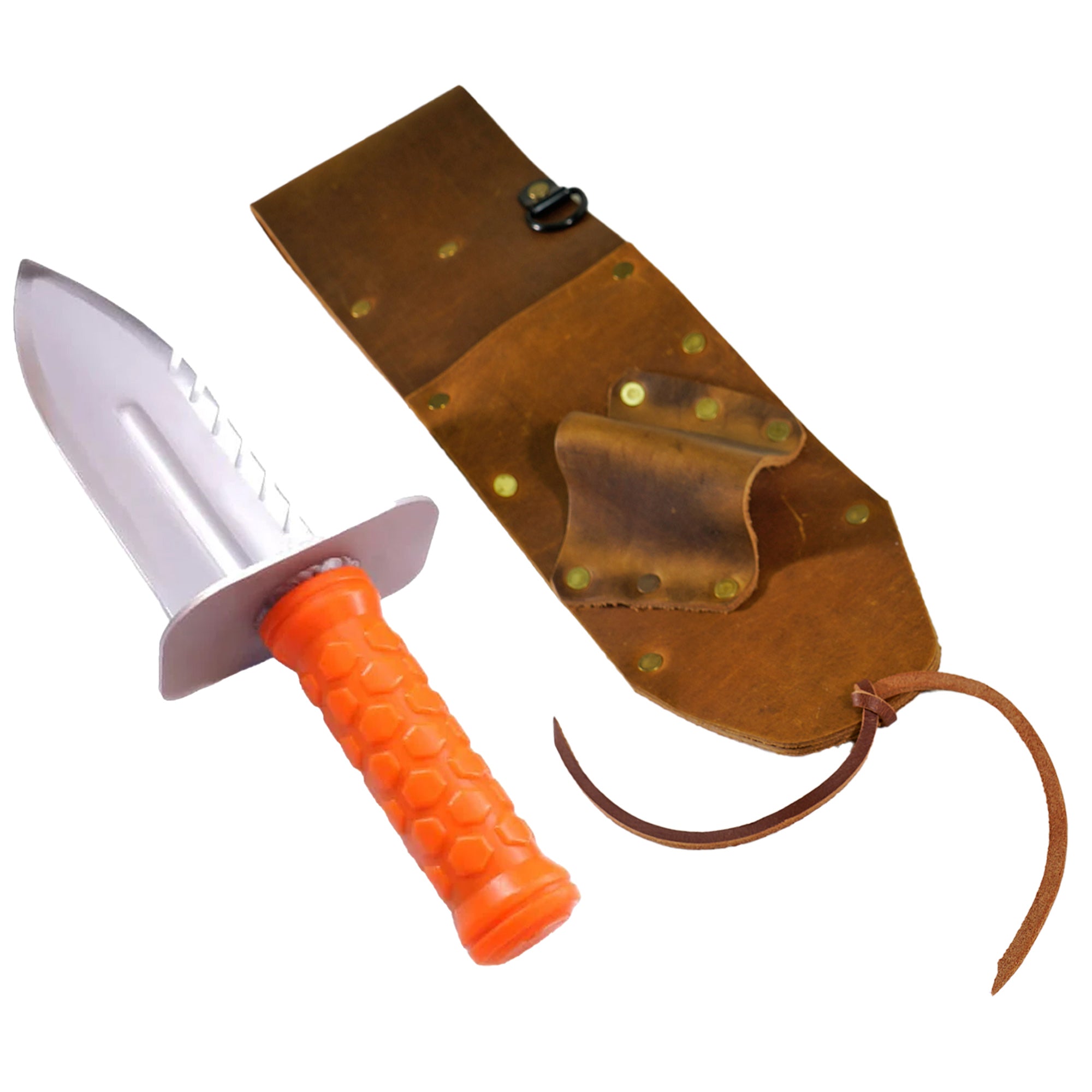 Premium Brown Leather Sheath for Left Side & Quest Diamond Right Digger Tool - Durable Hunting & Outdoor Gear Accessory for Camping, Hiking & Survival