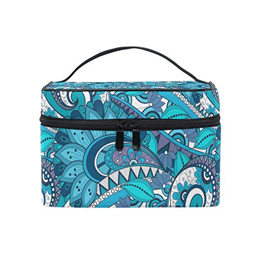 ATTX Floral Paisley Makeup Bag - Waterproof Travel Cosmetic Organizer for Women, Train Case Toiletry Pouch - Perfect for Travel, Gym, and Daily Essentials Storage