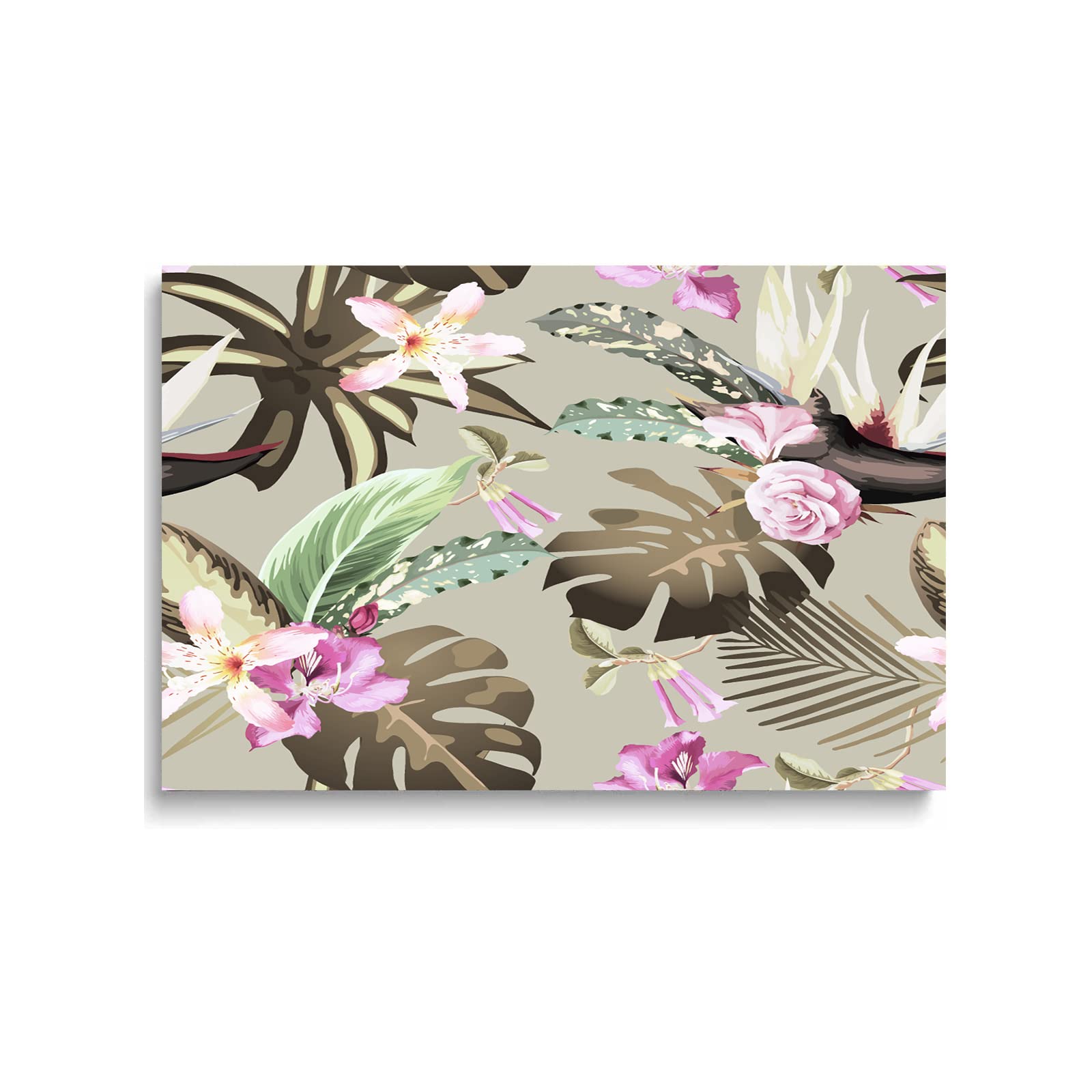 Tropical Floral Wall Art - Farmhouse Decor Canvas for Living Room & Kitchen - Ready to Hang 8x12