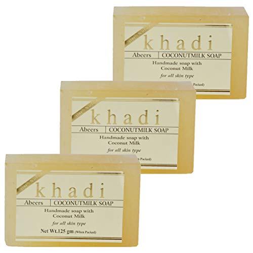 Khadi Abeers Coconut Milk Soap for Glowing Skin - 125g (Pack of 3) | Natural Moisturizing & Nourishing Bar Soap | Perfect for Dry Skin Care & Daily Bath Routine