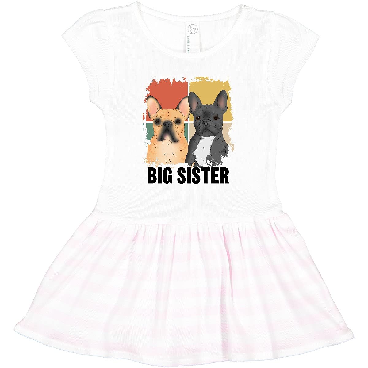 Inktastic Big Sister Cute French Bulldogs Toddler Dress - Adorable French Bulldog Print Sister Outfit for Baby Girls, Perfect for Family Photos, Birthday Parties & Special Occasions