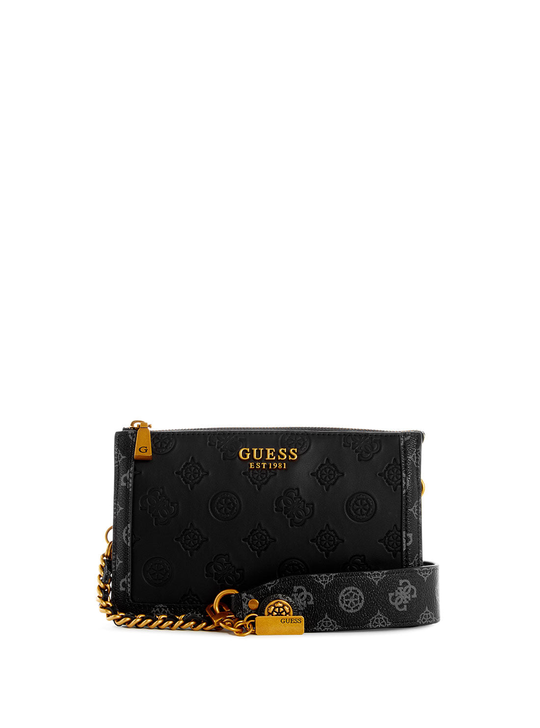 Black Logo Abey Multi-Compartment Shoulder Bag for Women | Stylish Crossbody Purse with Multiple Pockets | Perfect for Work, Travel & Everyday Use