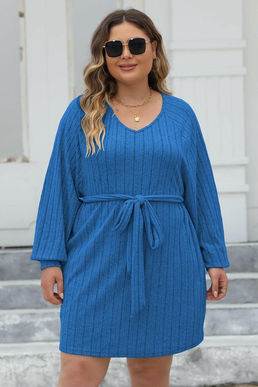 Stylish Plus Size Ribbed Sweater Dress for Women - Cozy & Flattering Winter Outfit for Casual Wear & Holiday Parties