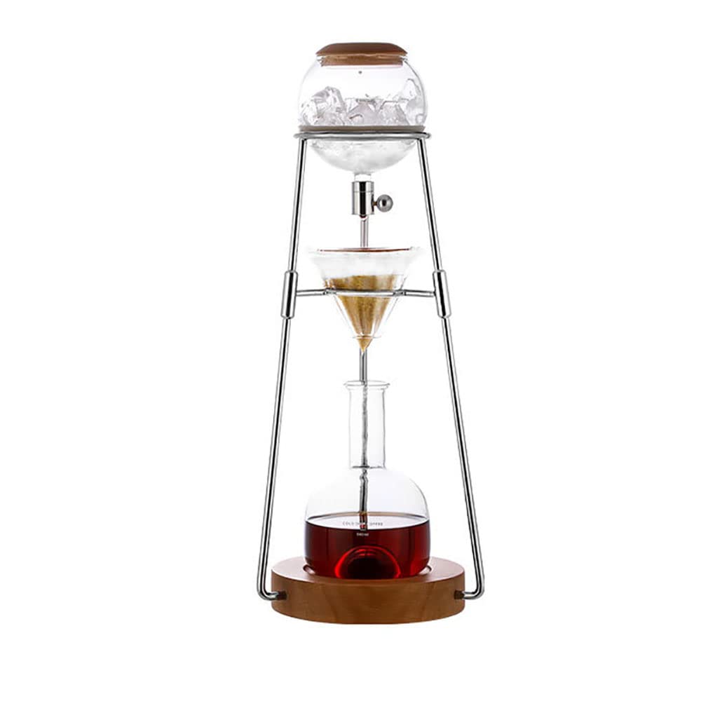 Premium Ice Drip Cold Brew Coffee Maker - 500ML Luxury Glass Cold Dripper with Wooden Base for Home, Office & Cafe | Perfect for Iced Coffee Lovers & Specialty Brewing Enthusiasts