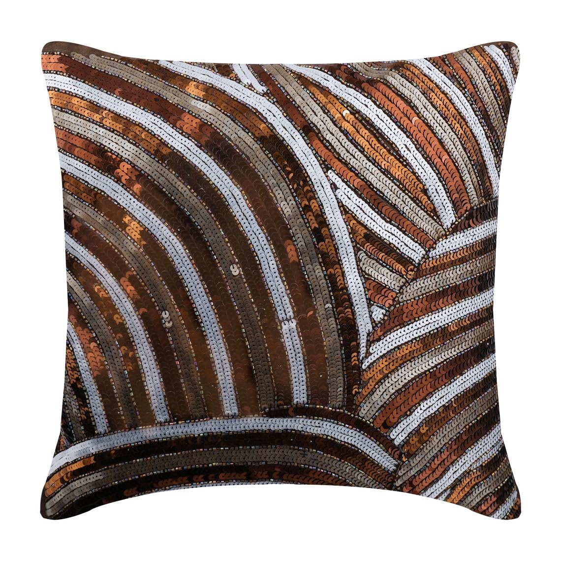 Luxury Silk Euro Sham Pillow Cover 26x26 inch (65x65 cm) - Modern Abstract Brown Decorative European Pillow Case for Bedroom, Living Room & Sofa - Perfect for Easter Home Decor