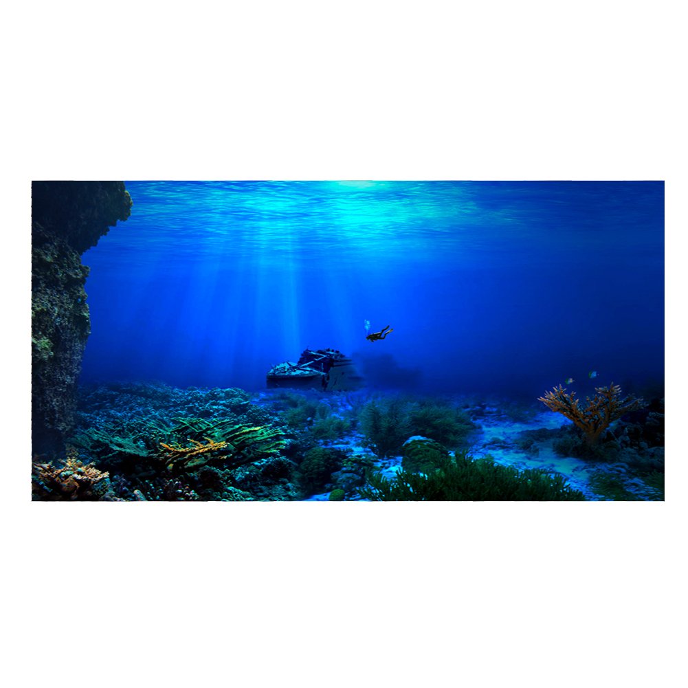 3D Aquarium Background Poster for Fish Tank - DIY Seaworld Wallpaper for Home & Office Decor