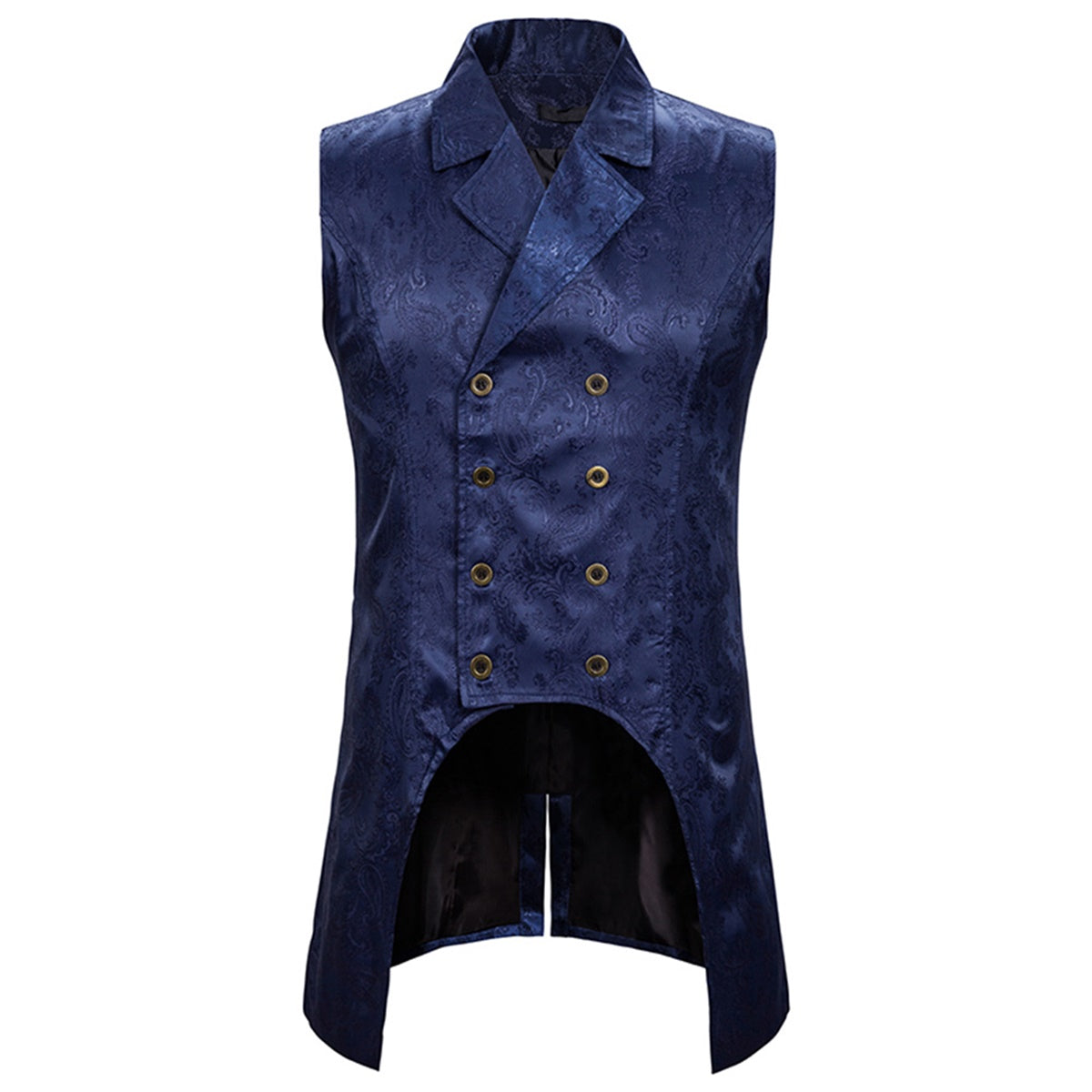 Stylish Navy Paisley Floral Sleeveless Vest Tailcoat for Women - Perfect for Weddings, Parties & Formal Events