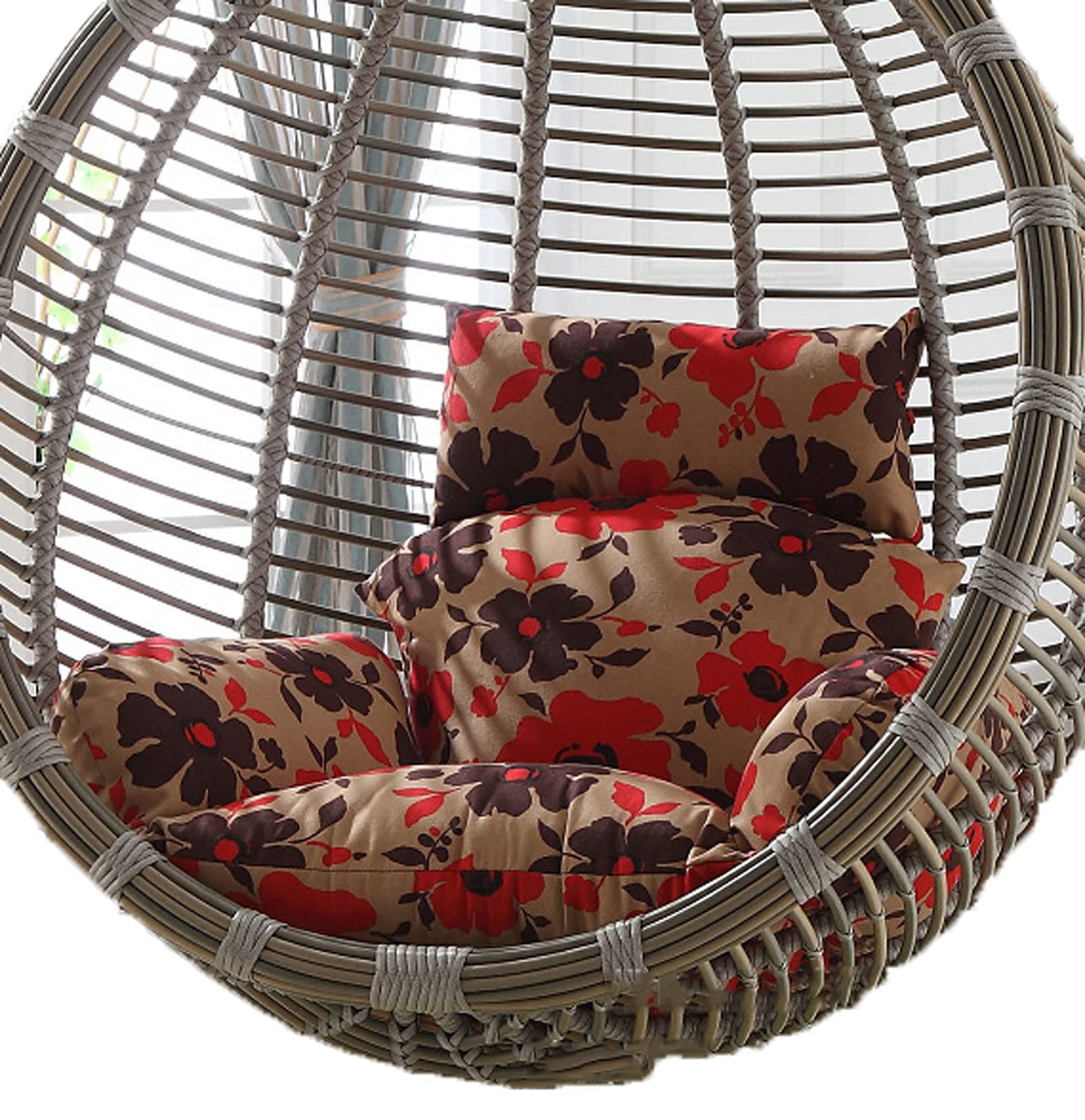 SPXMQSS Waterproof Hanging Egg Chair Cushion Replacement - Adjustable Headrest, Easy to Remove & Wash - Indoor/Outdoor Swing Chair Cushion for Patio, Garden, Balcony (Azalea)