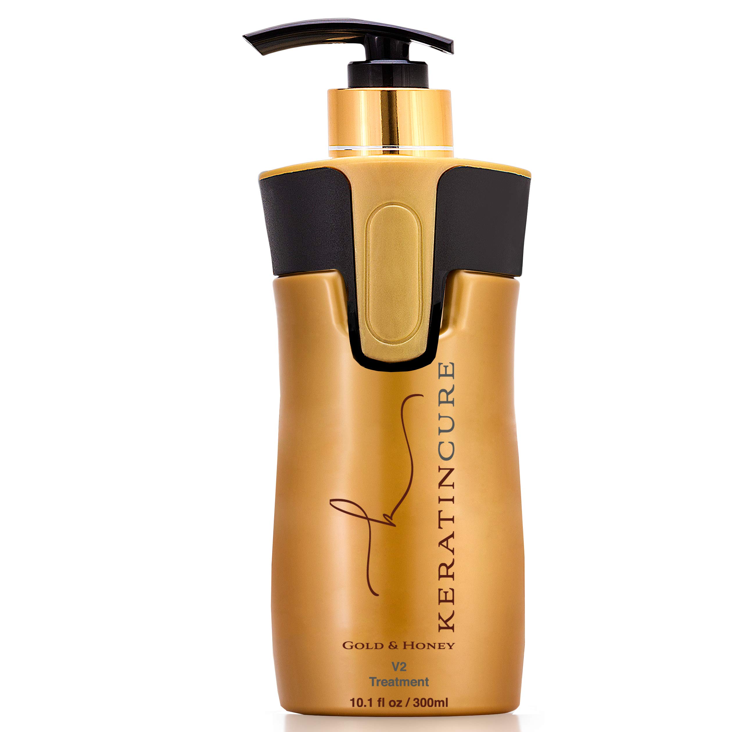 Keratin Cure Hair Treatment Gold & Honey V2 Creme with Argan Oil - Strong Nourishing & Straightening for Damaged, Dry, Frizzy, Coarse, Curly, African, Ethnic, Wavy Hair - 10 fl oz - Perfect for Salon-Quality Smoothing at Home or Professional Use