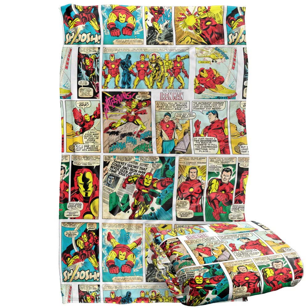 Marvel Iron Man Fleece Blanket 36x58 Inches - Super Soft Silky Touch Throw Blanket for Adults & Kids - Perfect for Bed, Sofa, Movie Nights & Superhero Gift