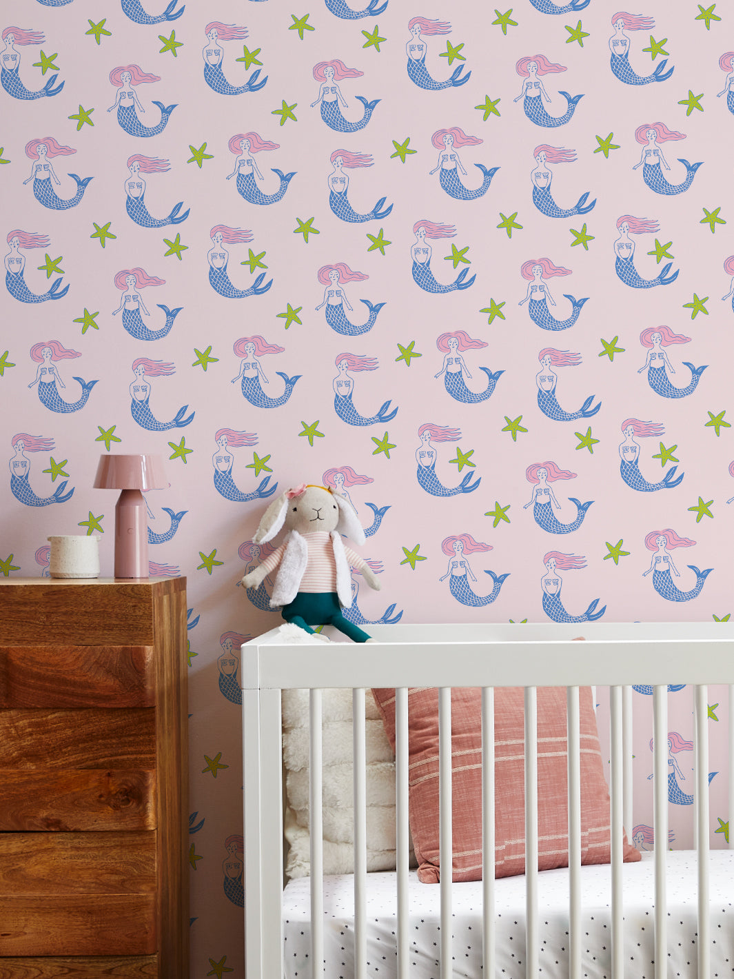 Mermaid Themed Wallpaper by Tea Collection | Cute Piggy Bank for Kids Savings | Perfect for Nursery, Bedroom & Playroom Decor