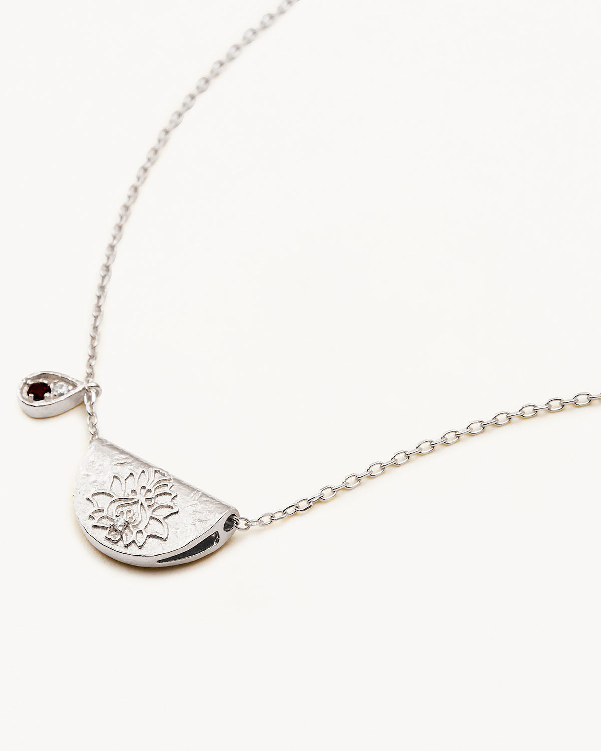 Genuine Sterling Silver Lotus Birthstone Necklace with January Garnet - Perfect Gift for Birthday, Anniversary & Valentine's Day