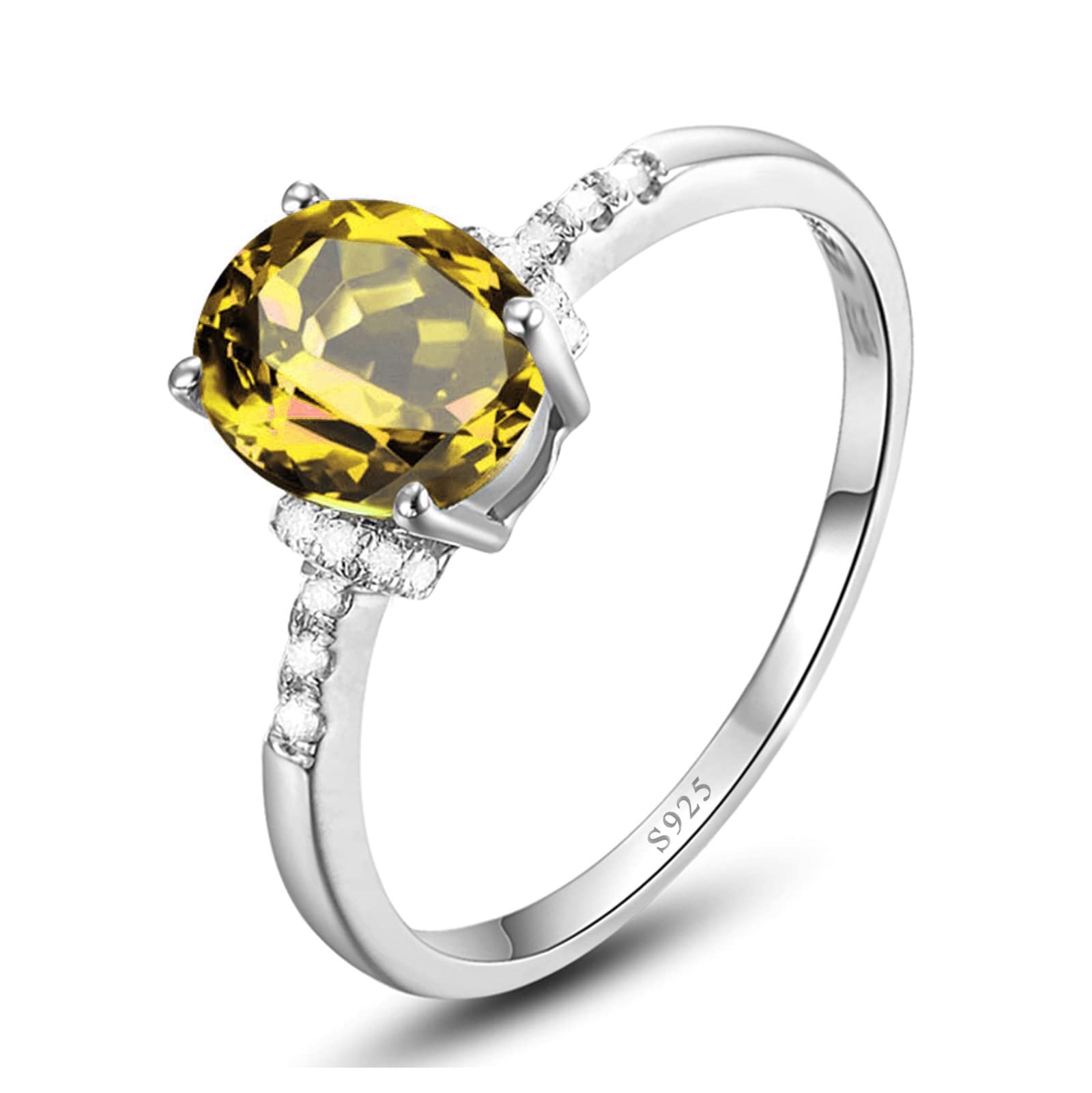 Gualiy Sterling Silver Wedding Bands for Women - Oval Yellow Cubic Zirconia Anniversary Rings Size 4-11 | Elegant Jewelry Gift for Wife, Girlfriend, Mother | Perfect for Engagement, Proposal, Valentine's Day & Special Occasions