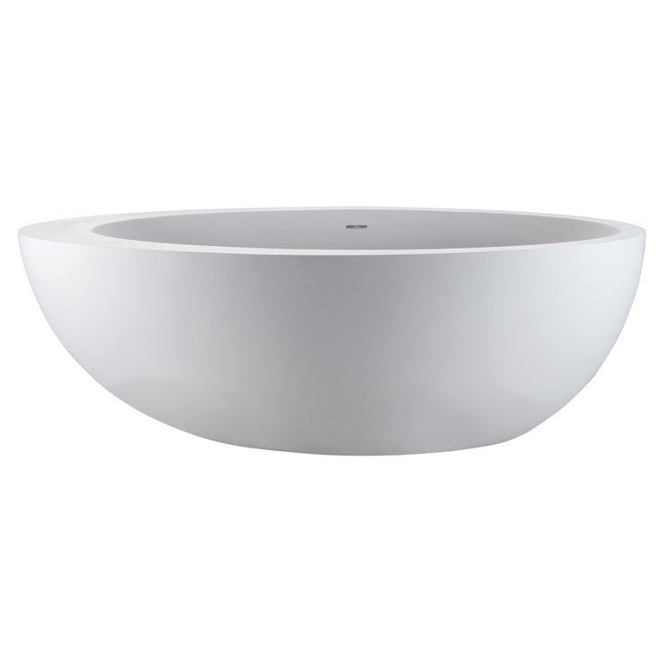 71 x 42 Inch Freestanding Air Tub Cascara - White Matte Oval Sculpturestone Air Bath Center - 80 Gallon Capacity (22 3/4 Inch Depth) - Perfect for Luxury Bathrooms & Spa Relaxation
