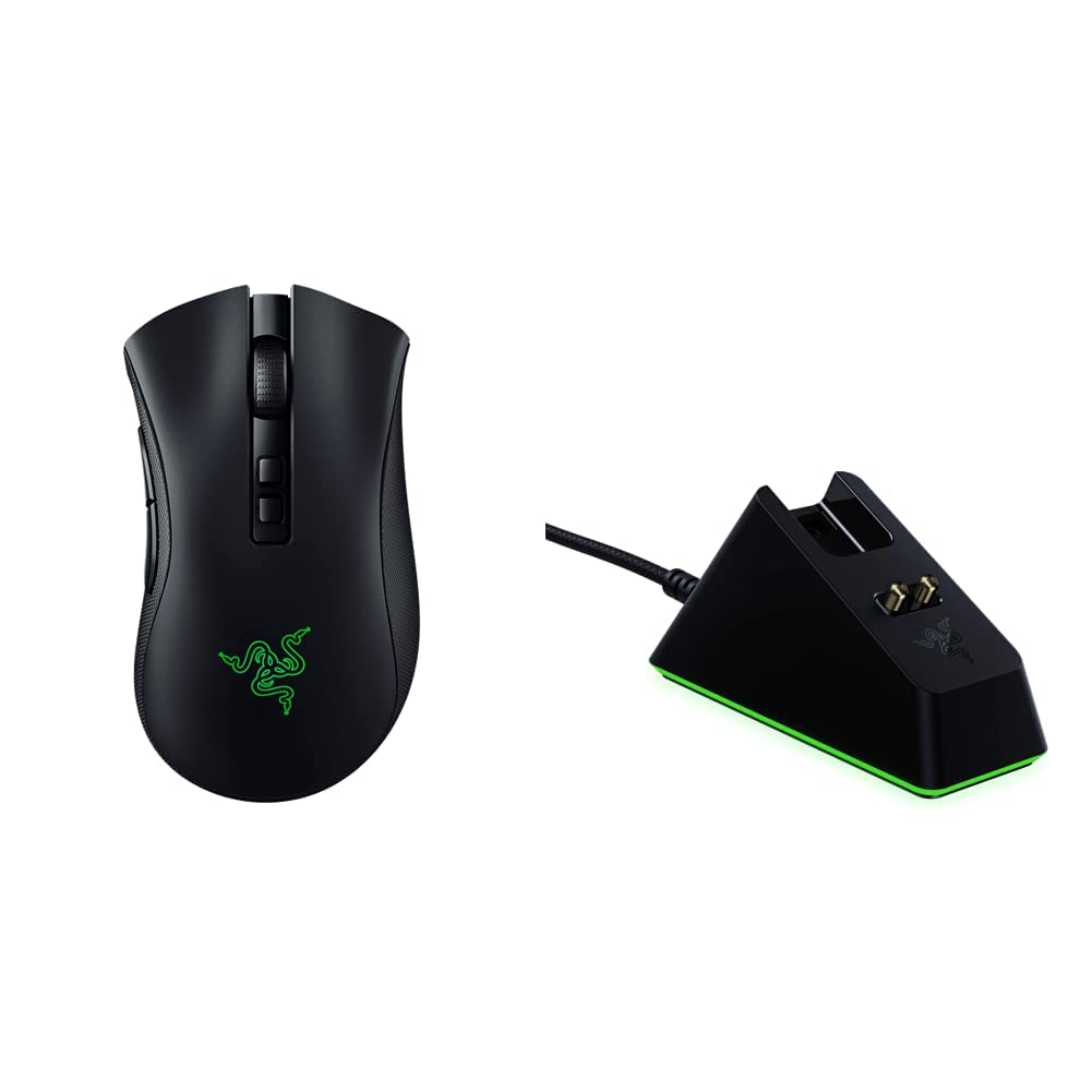 Razer DeathAdder V2 Pro Wireless Gaming Mouse with Charging Dock - 25K DPI, 70H Battery Life, Chroma RGB - Perfect for FPS, MMO & Esports Gaming