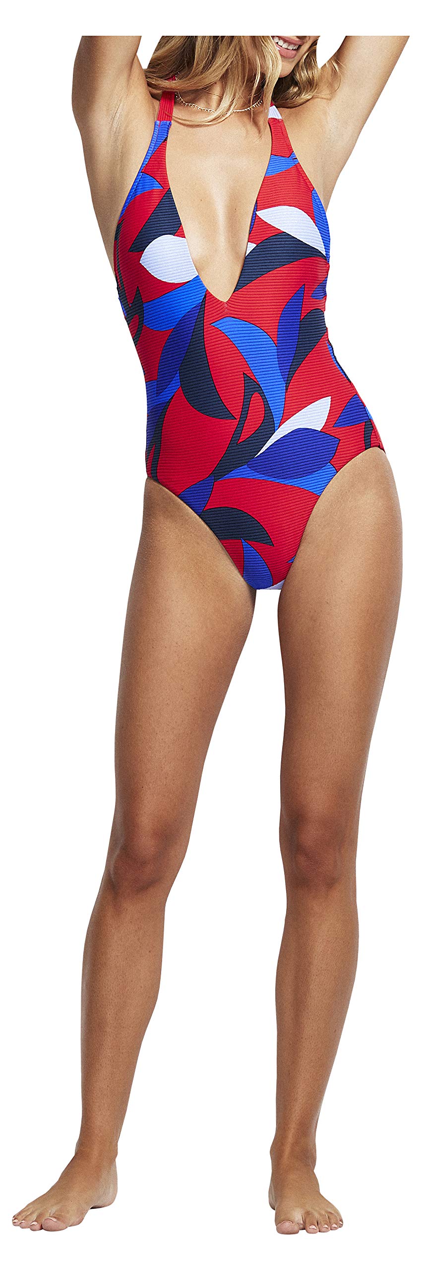 Seafolly Women's Deep Plunge Halter One Piece Swimsuit - Sexy High Cut Bathing Suit for Beach & Pool Vacations
