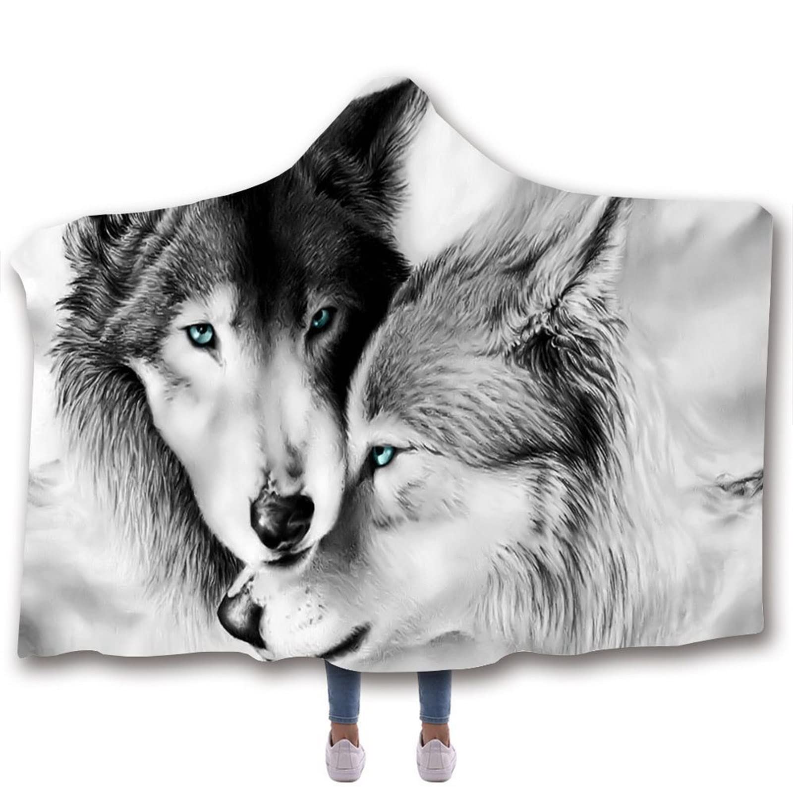 QWEEI Hooded Blanket Cloak - 200x150cm Soft Digital Printed Wearable Blanket for Adults & Teens - Perfect for Office Lunch Breaks, Cosplay, Movie Nights & Winter Warmth