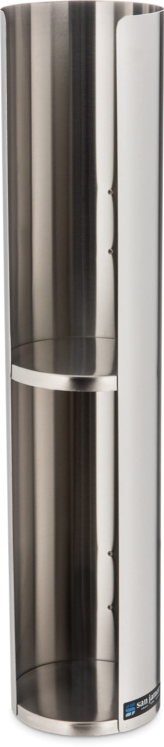 San Jamar Stainless Steel Wall-Mounted Lid Dispenser for 24-46 Oz Cups - Dual Lid Capacity - 23.5 Inch Silver - Perfect for Restaurants, Cafes, Fast Food & Commercial Kitchens - Space-Saving Storage Solution for Drink Lids