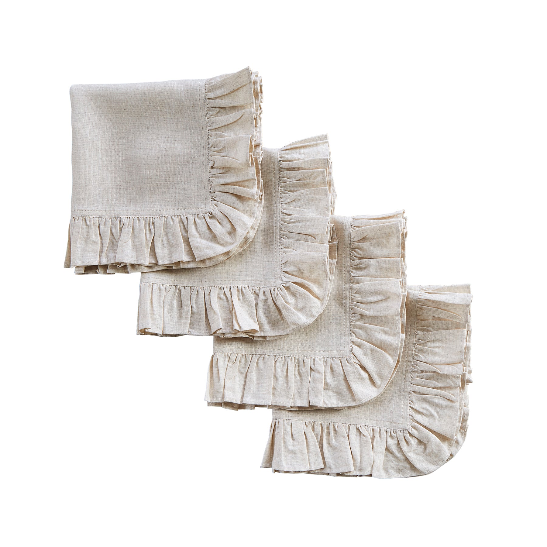 Gabrielle Ruffle Napkins Set of 4 - Elegant Cotton Dinner Napkins for Formal Dining, Wedding, and Special Occasions
