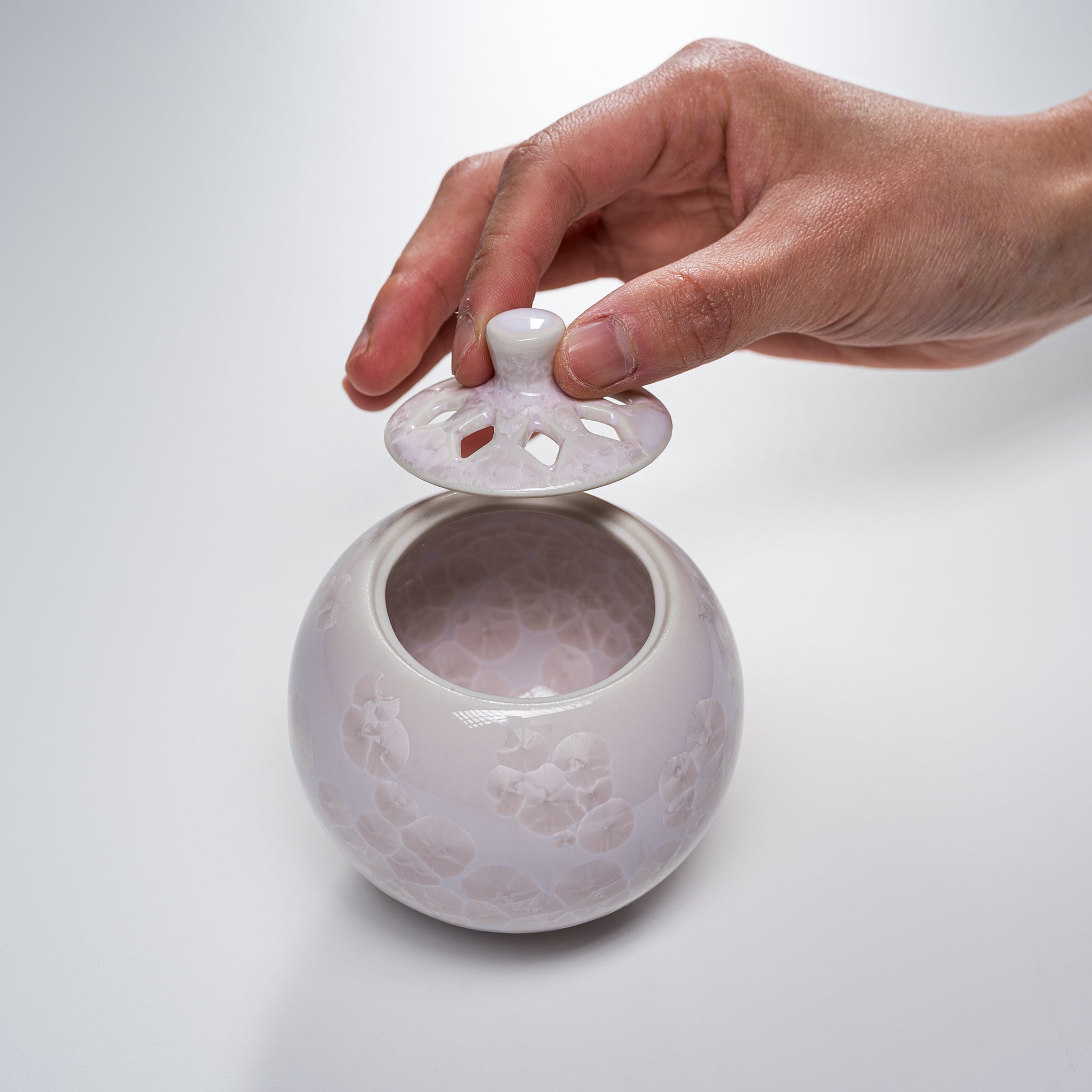 Premium Kyo Kiyomizu Ware Ceramic Incense Burner - Handcrafted Japanese Kyoto Flower Glaze Aroma Diffuser for Meditation, Yoga & Home Decor