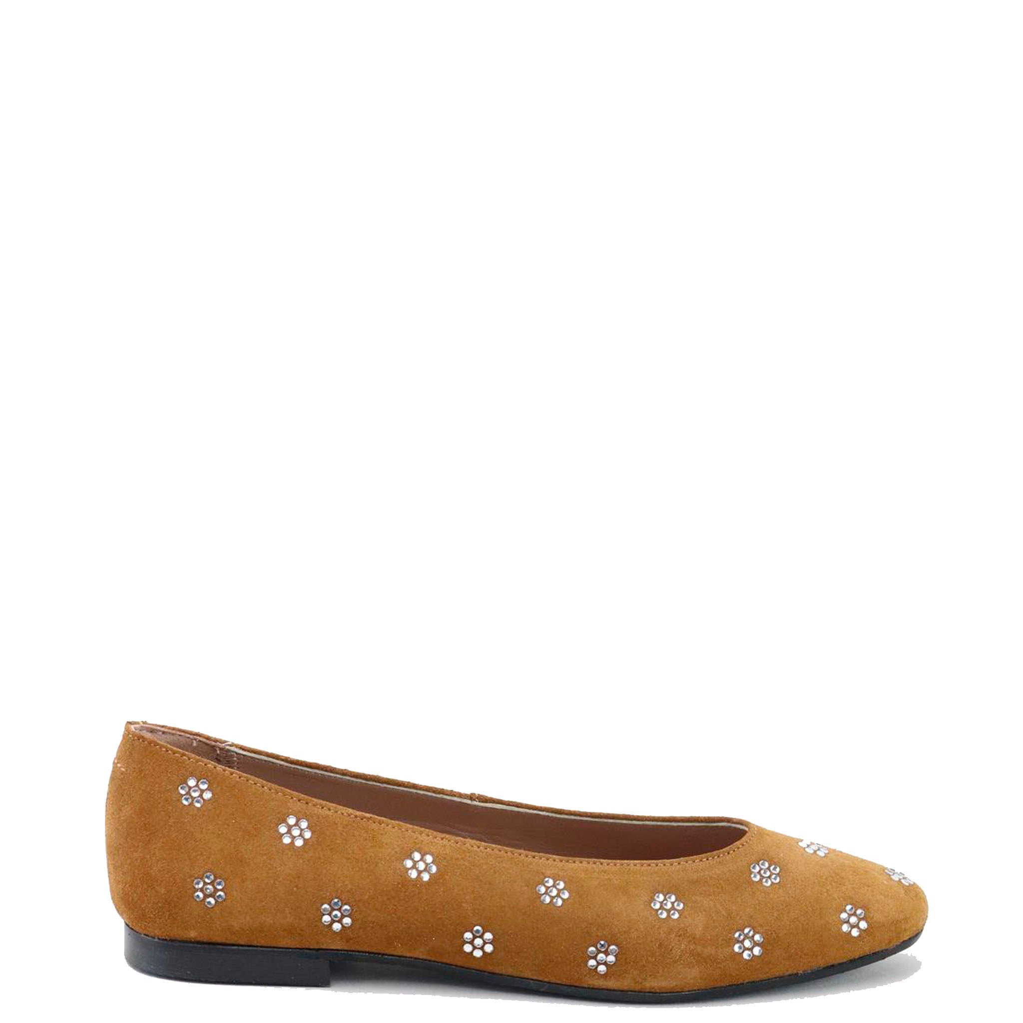 Papanatas Women's Cognac Floral Studded Ballet Flats - Comfortable & Stylish for Work, Casual Outfits & Special Occasions