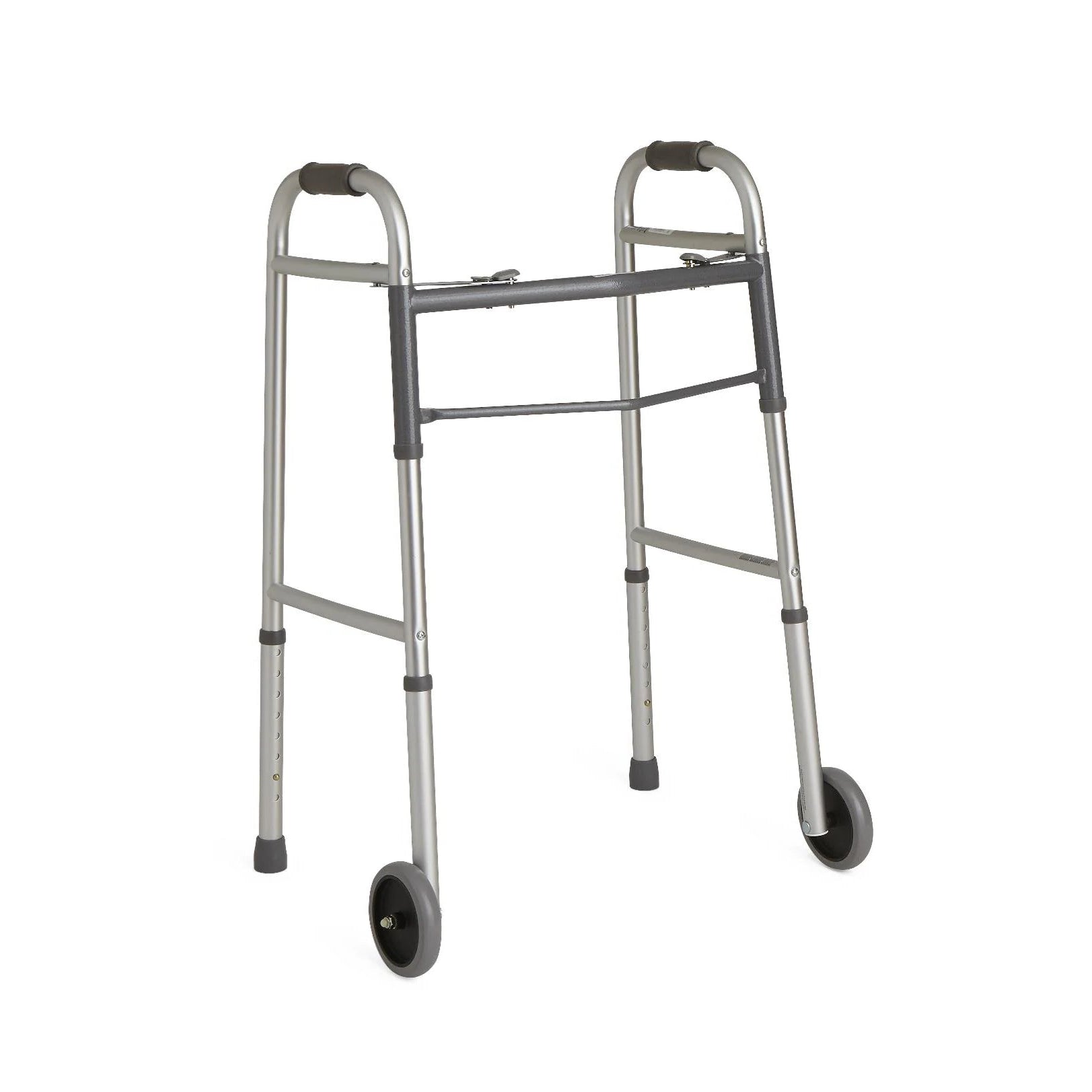 Guardian Two Button Folding Walker with 5 Wheels - Lightweight Mobility Aid for Seniors & Adults - Ideal for Indoor/Outdoor Use & Recovery