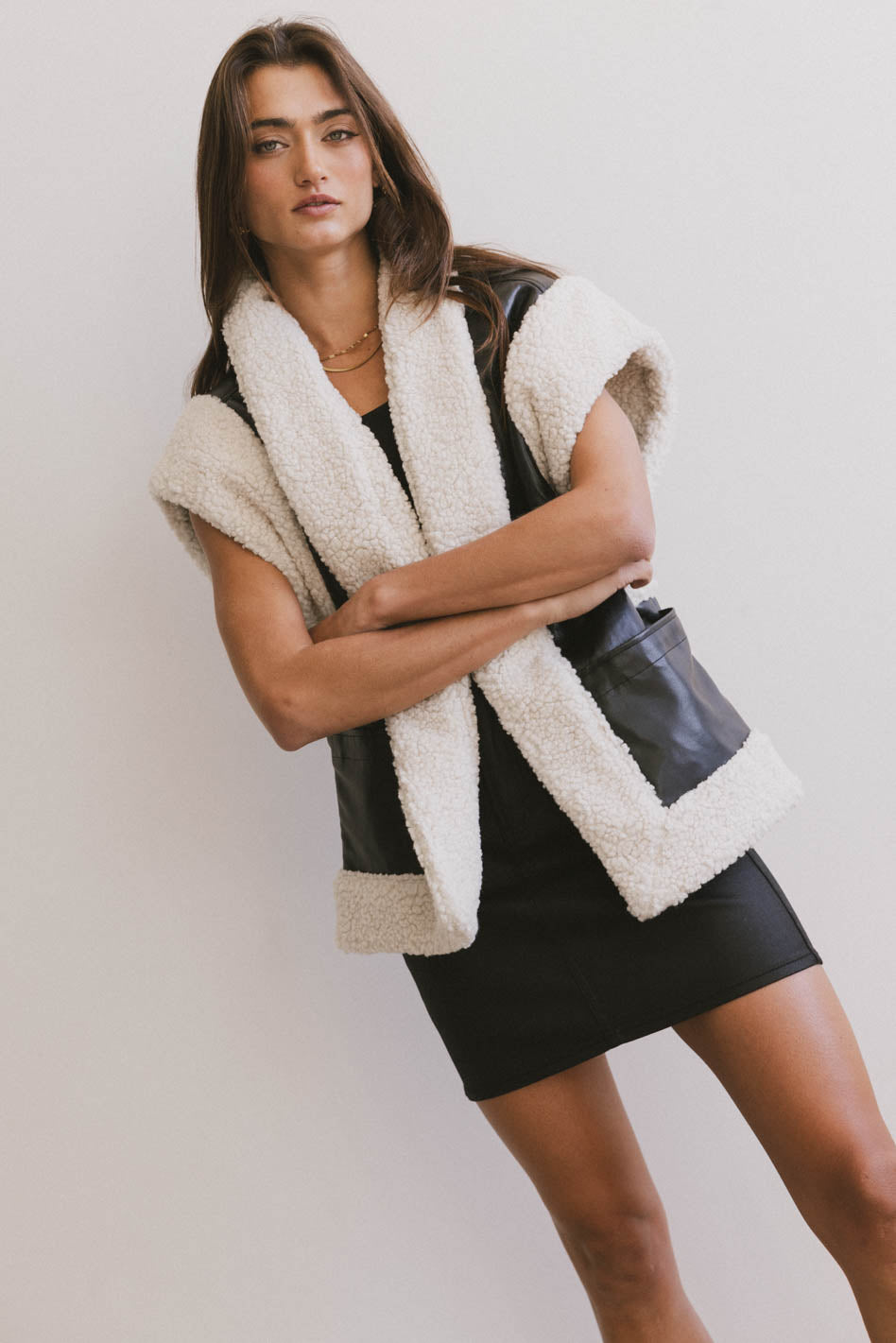 Last Night Sherpa Lined Vest for Women - Cozy Fleece Lined Winter Vest Jacket in Black | Warm Layered Outfits for Casual Wear & Outdoor Activities