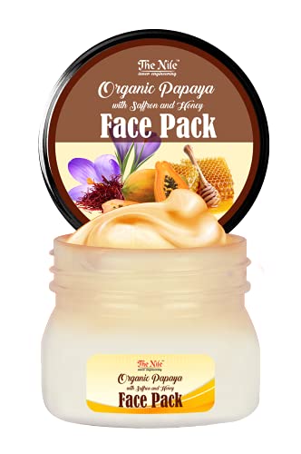 Organic Papaya with Saffron & Honey Face Mask for Glowing Skin - 100ml | Brightening & Hydrating Facial Treatment for Dry & Dull Skin | Perfect for Daily Skincare Routine & Spa Days