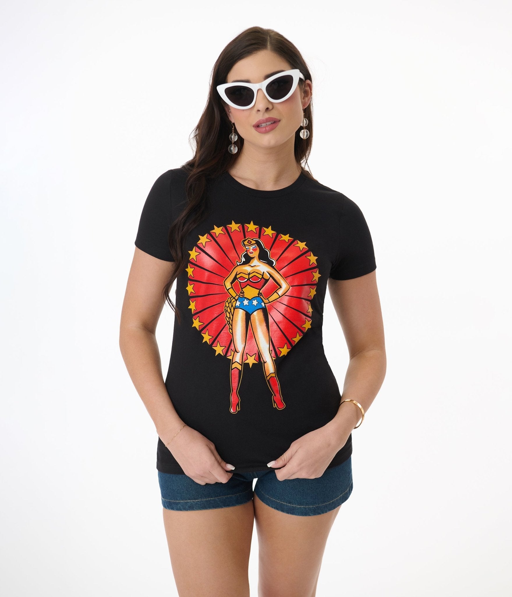 Pinky Star Ultimate Women's Pin Up Tattoo Graphic T-Shirt | Vintage Rockabilly Style Tee for Casual Wear & Retro Fashion Lovers