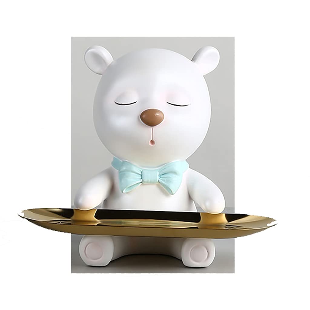 NABEIM Gold Bear Decorative Tray - Elegant Metal Storage Organizer for Keys, Jewelry & Candy | Modern Home Decor Accent for Entryway, Bedroom & Living Room